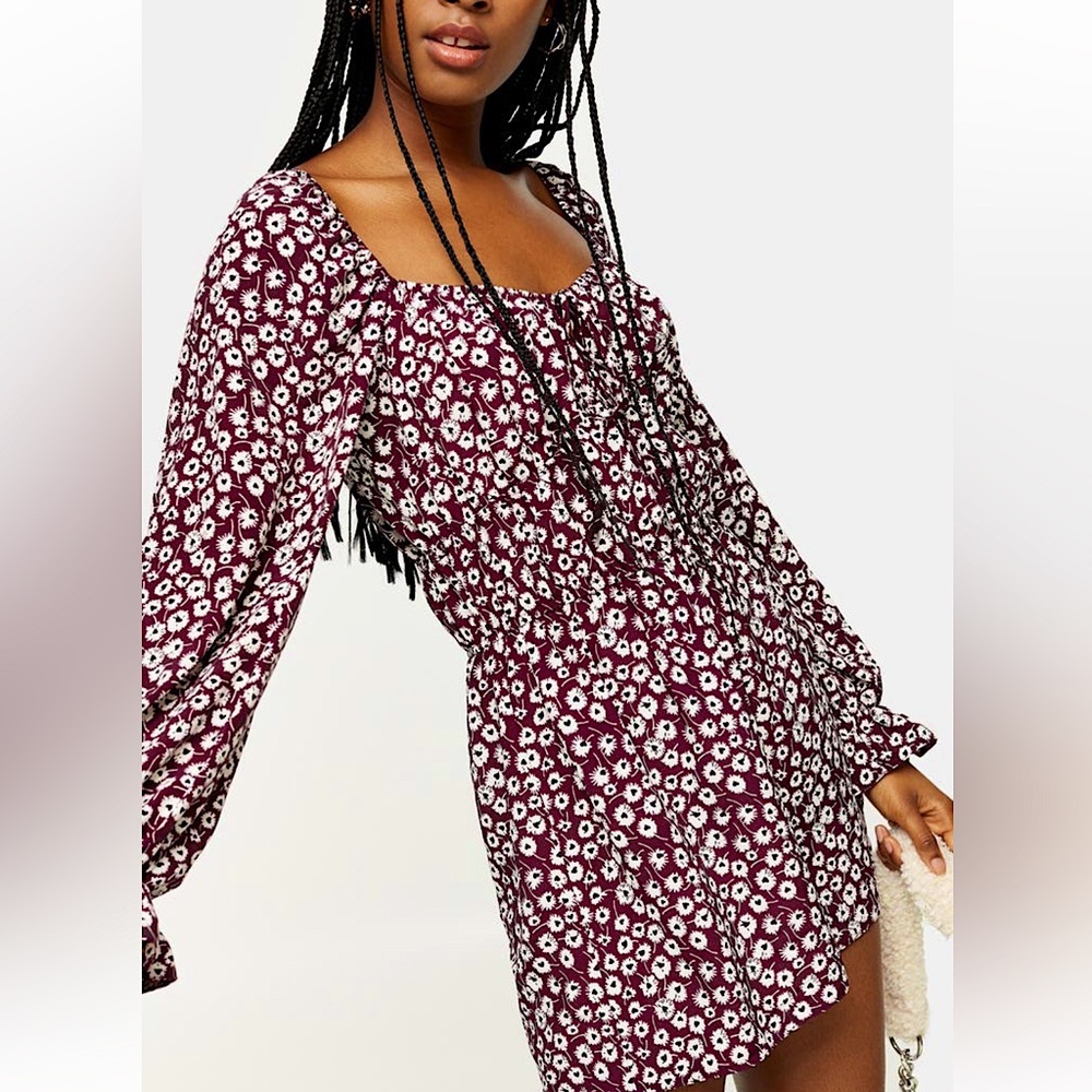 NWT - Topshop Floral Print Prairie Romper - Picture 4 of 9